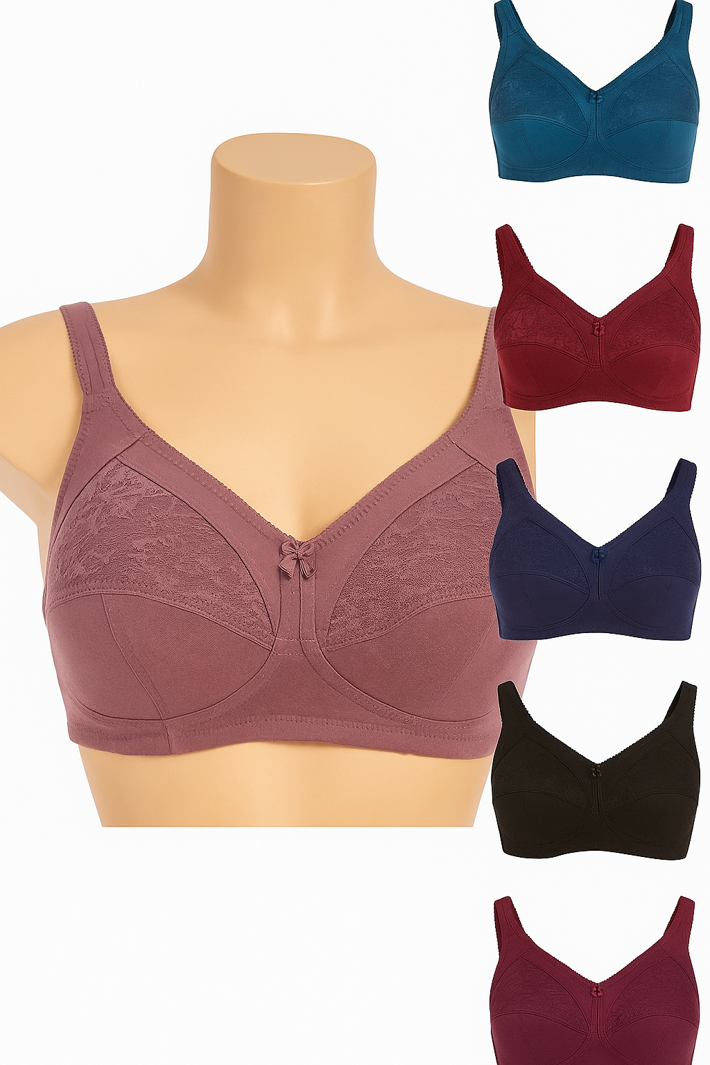winter Jersey Bra with Ring Style & Delicate Embroidery    "PACK OF THREE"