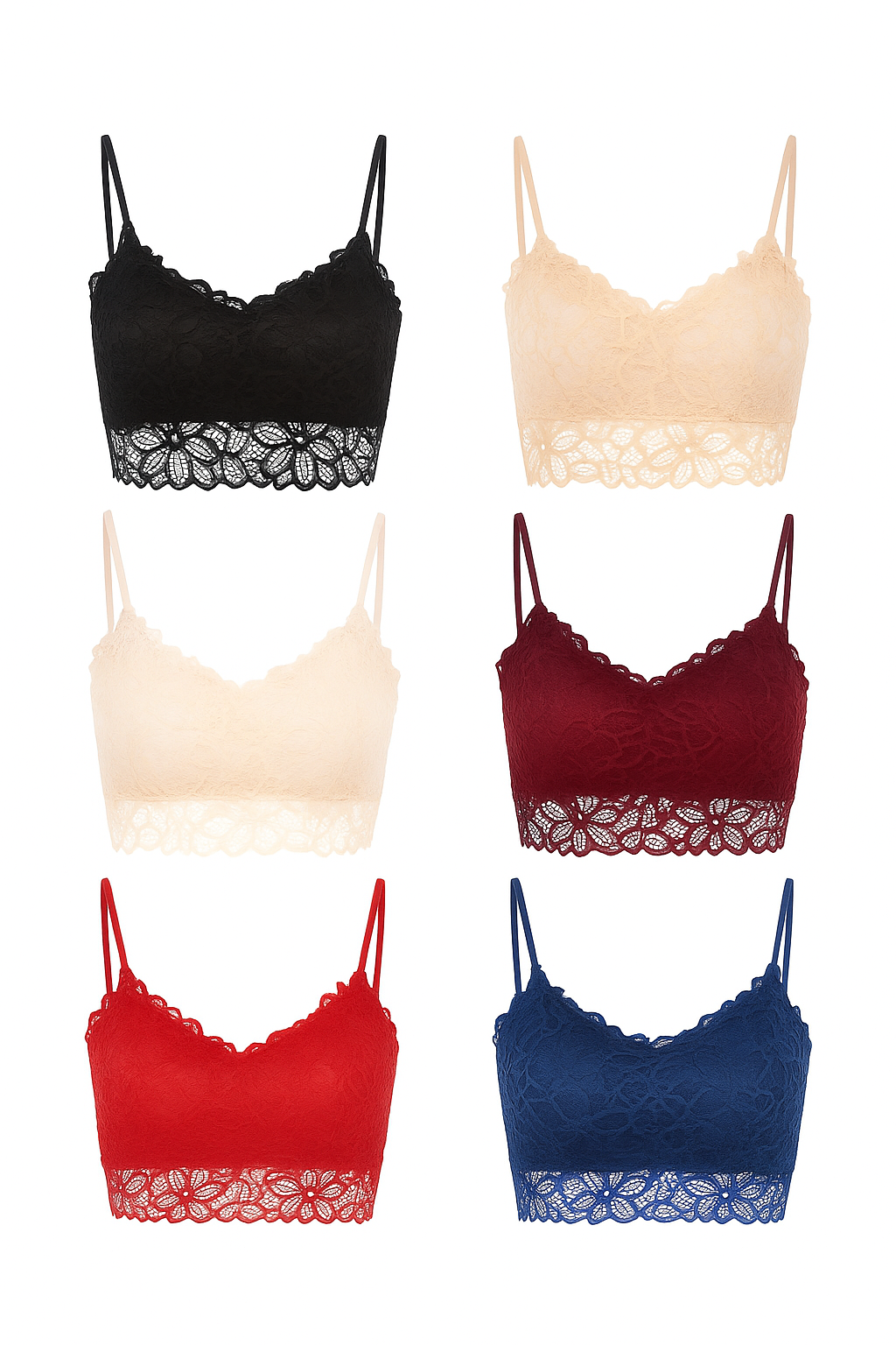 Allure Lace Camisole – Quarter Length with Delicate Net & Plush Padding