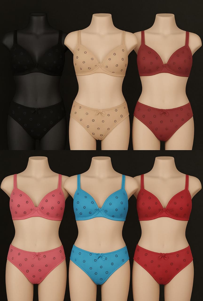 Comfort Fit Full-Coverage Bra & Panty Set – Padded with Hook Belt Design
