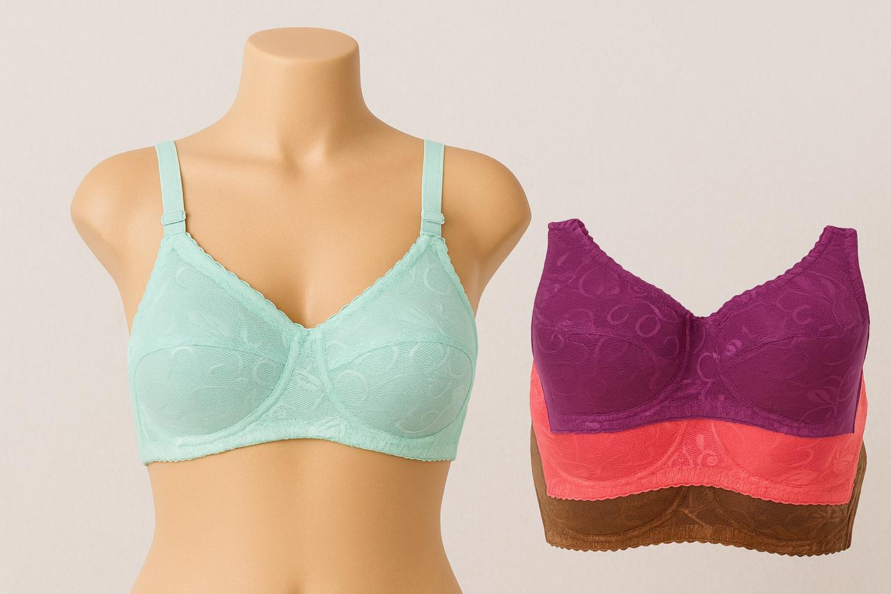 "Soft Lightly Padded Summer Hosiery Bra with Front Net & Back Support"
