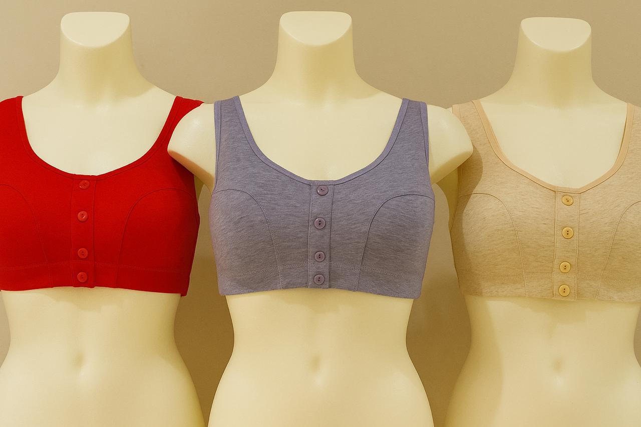Front Button Non-Padded Bra – Soft Summer Fabric, Easy Wear Comfort.
