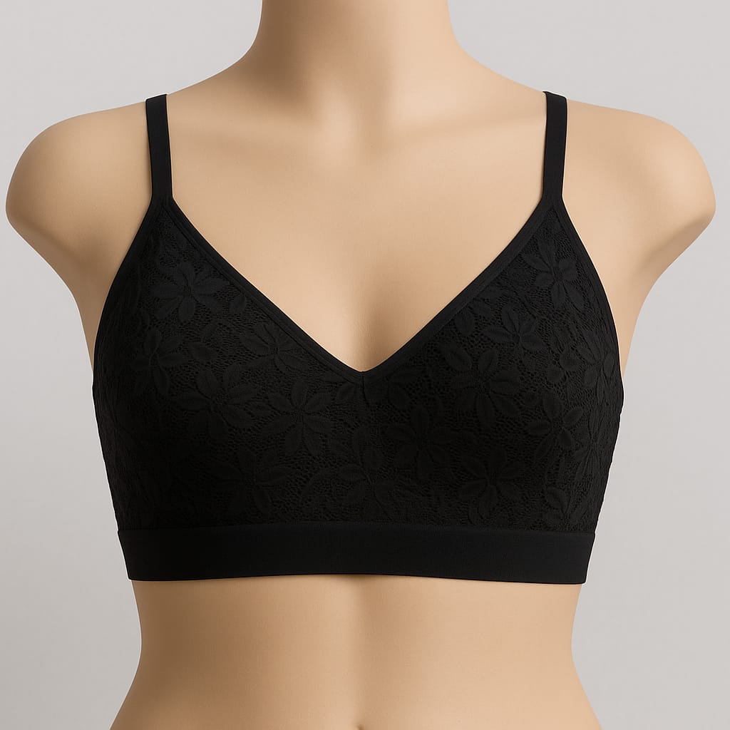 Full Padded Chemical Bra – Net Coverage with Adjustable Fit