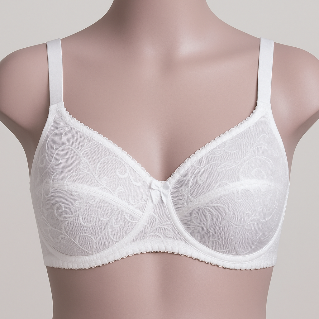Doreena Imported Full Net Lace Bra – Stretchable, Non-Padded, Everyday Comfort (White, Skin, Black)